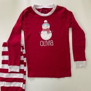 Personalized Holiday Pajamas, Name Olivia, Red/White Stripe, 2 piece, Size 7